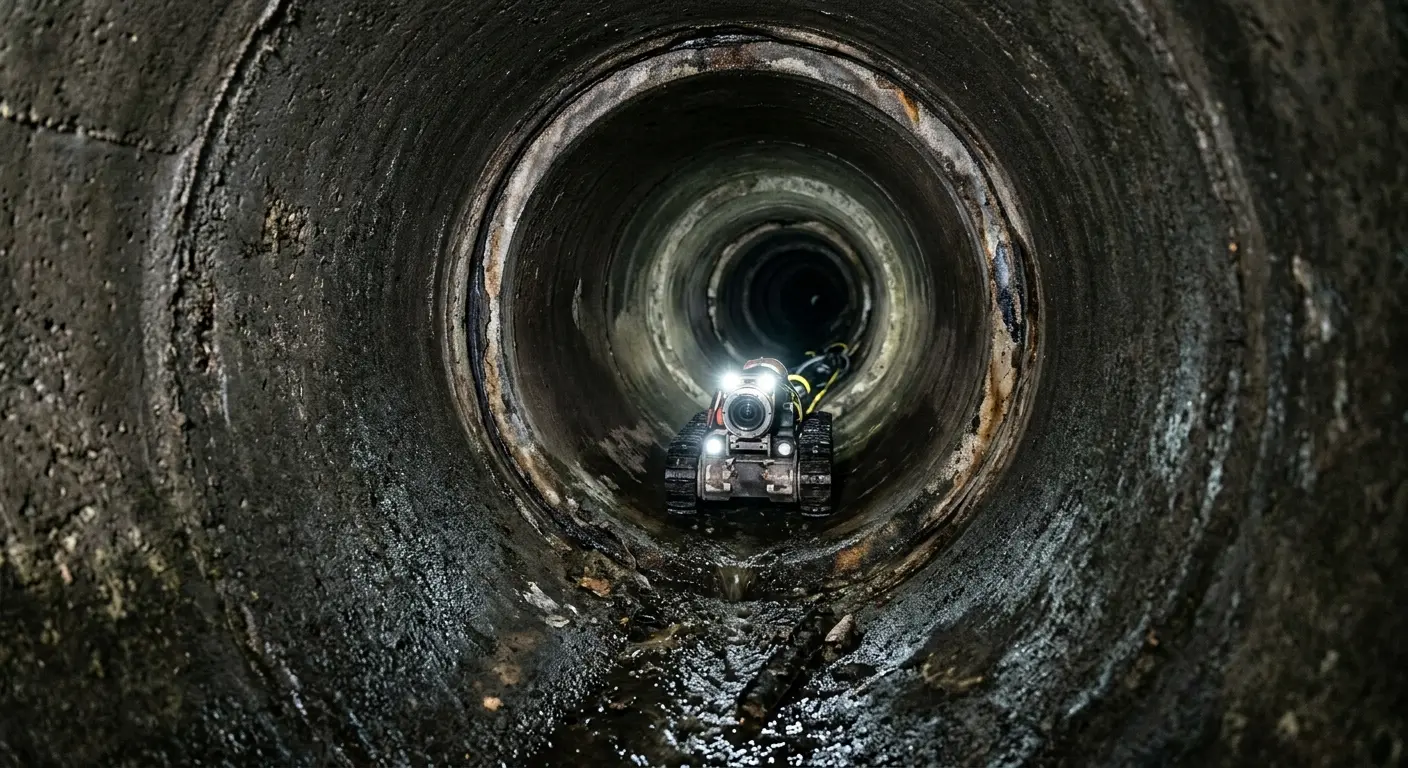 Robotic sewer camera inspecting pipe interior for Sewer Line Repair in Lompoc